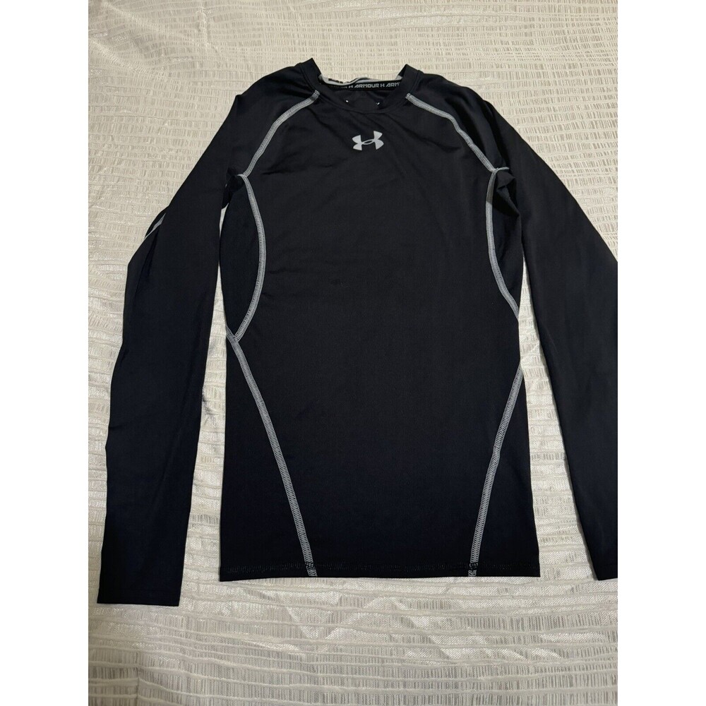 Boys X Armour Black Heat Gear Long Sleeve Shirt Size Small